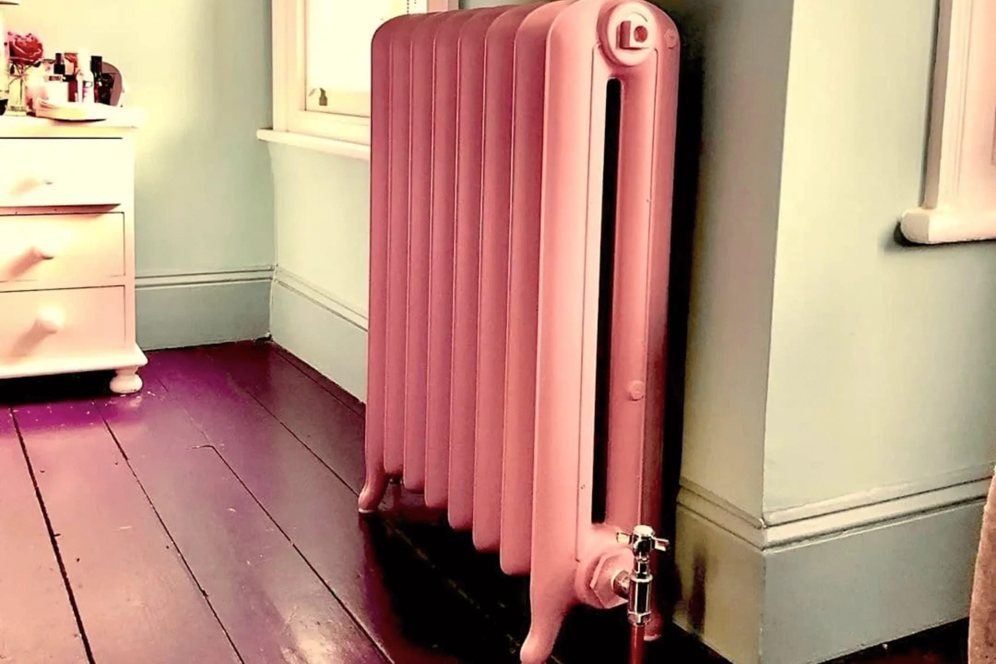 Pink Radiator In Traditional Home Setting